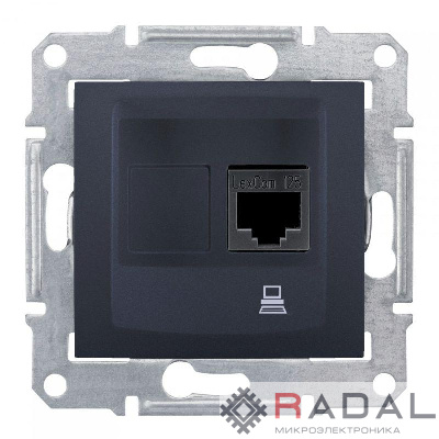 Розетка компьютерная 1-м СП Sedna RJ45 кат.5E UTP неэкранир. механизм графит SchE SDN4300170