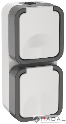 Розетка 2-м ОП TORS 16А IP55 TS232 вертик. с заземл. с крышкой бел. IEK TS-R26-16-55-V-K41