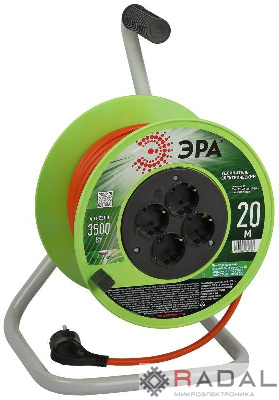 Удлинитель на катушке 4х20м с заземл. RP-4e-3x1.5-20m ПВС 3х1.5 Эра Б0056101