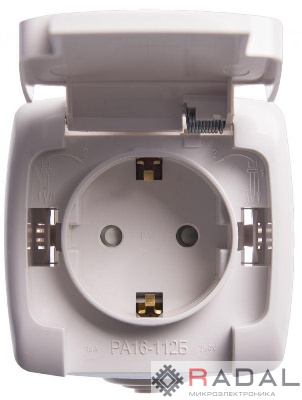 Розетка 1-м ОП Рондо 16А IP44 250В с заземл. защ. шторки бел. SchE RA16-112B-BI