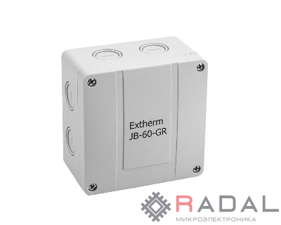 Коробка распределительная 110х110х67мм IP 65 в компл. с клеммным рядом 5х6кв.мм 41А сер. EXTHERM Extherm JB-60-GR
