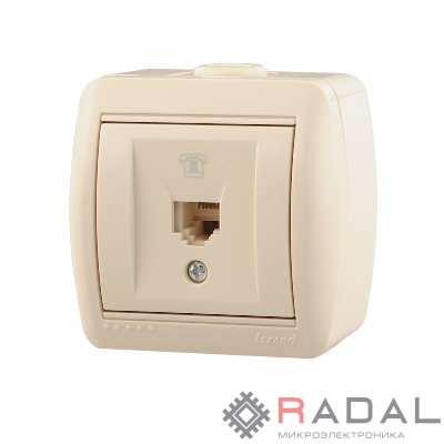 Розетка телефонная 1-м ОП Ната RJ11 крем. Lezard 710-0300-137
