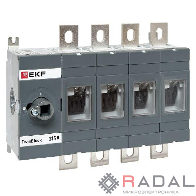 Рубильник 4п 315А без рукоятки управления TwinBlock EKF tb-s-315-4p