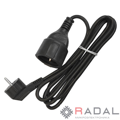 Удлинитель-шнур 1х2м с заземл. 16А IP20 ПВС 3х1 черн. DOMTOK 2341