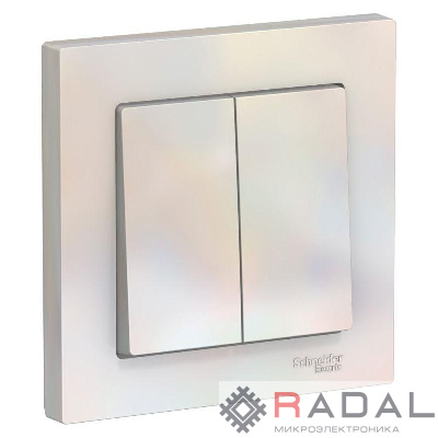 Выключатель 2-кл. СП AtlasDesign 10А IP20 (сх. 5) 10AX в сборе жемчуж. SE ATN000452