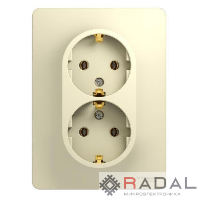 Розетка 2-м СП Glossa 16А IP20 с заземл. в сборе беж. SchE GSL000224