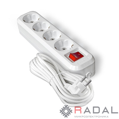 Удлинитель 4х5м с заземл. IP20 S-304А ПВС 3х1.5 с выкл.Universal 1735