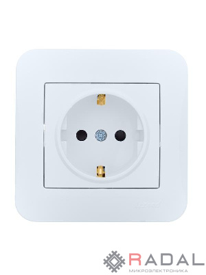 Розетка 1-м СП ASTI 16А IP20 с заземл. защ. шторки термопласт в сборе бел. LEZARD 7081-0202-124B