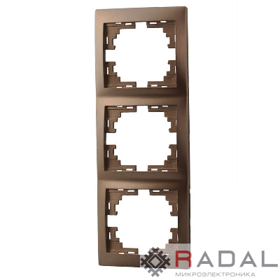 Рамка 3-м Мира верт. свет. корич. Lezard 701-3100-153