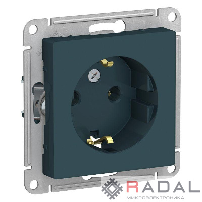 Механизм розетки 1-м СП AtlasDesign 16А IP20 с заземл. изумруд SchE ATN000843