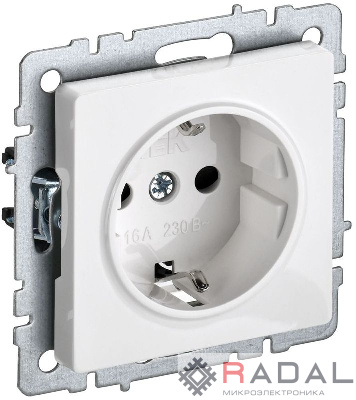 Розетка BRITE РС14-1-0-БрБ 16А с заземл. защ. шторки бел. IEK BR-R14-16-K01