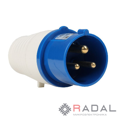 Вилка кабельная 023 32А 220AC 2P+PE 6ч IP44 КЭАЗ 222736