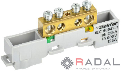 Шина PE "земля" неизол. на универс. держ. 8х12-4-Ж TEKFOR IEK TF-NN20-04-DL-K05