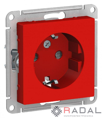 Розетка 1-м СП AtlasDesign 16А IP20 с заземл. защ. шторки механизм красн. SE ATN002045