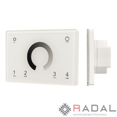 Панель Sens SMART-P79-DIM White (230В 4 зоны 2.4G) (IP20 пластик) Arlight 028398