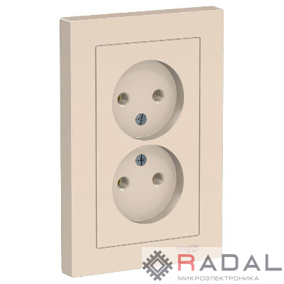 Розетка 2-м СП AtlasDesign 16А IP20 без заземл. в сборе беж. SchE ATN000220