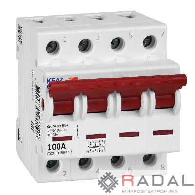 Выключатель нагрузки модульный OptiDin BM63PL-4100-УХЛ3 (ВМ63PL) КЭАЗ 328178