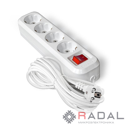 Удлинитель 4х7м с заземл. IP20 S-304А ПВС 3х1.5 с выкл. Universal 1736