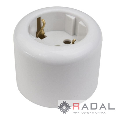 Розетка двухполюсная с ЗК R пластик бел. Bironi R1-101-21