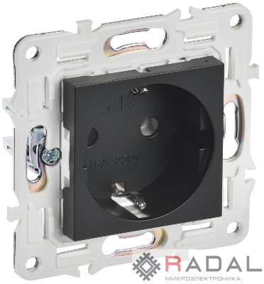 Розетка SKANDY 16А с заземл. без защ. шторок SK-R05Bl черн. IEK SK-R11-16-K02