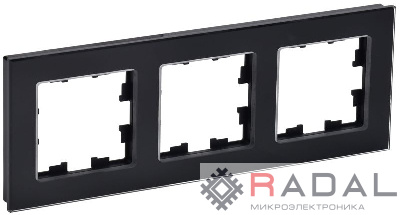 Рамка 3-м BRITE РУ-3-2-БрЧ стекло черн. IEK BR-M32-G-K02
