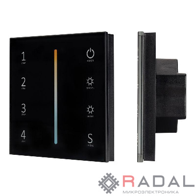 Панель Sens SMART-P43-MIX Black (230В 4 зоны 2.4G) (IP20 пластик) Arlight 028137