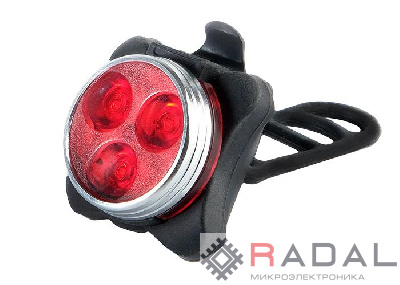 Фонарь велосипедный BR3-L03 12лм IP44 3SMD задний 4 режима: 100проц./50проц./частое мигание/редкое мигание аккум. USB ФАZА 5034235