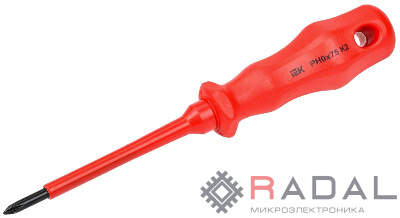 Отвертка диэлектрическая крестовая Ph0х75мм K2 1000В ARMA2L 3 IEK A2L3-SC30-K2-PH-00-075