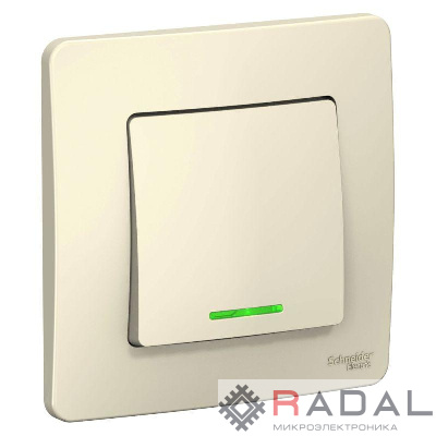 Выключатель 1-кл. СП Blanca 10А IP20 (сх. 1) 250В с подсветкой молочн. SE BLNVS010112