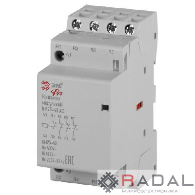 Контактор модульный КМ25-04 АС PRO NO-902-330 ЭРА Б0062286