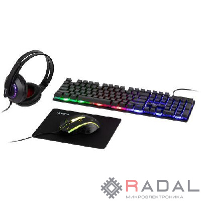 Комплект клавиатура и мышь DX850 игровые 1200-3600dpi + коврик + гарнитура черн. Intro Б0056141