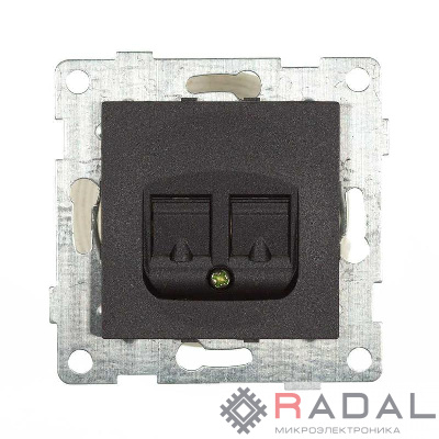 Розетка компьютерная 1-м СП Bravo RJ45 механизм графит GUSI С10К1-010