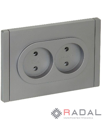 Розетка 2-м СП FORTE&PIANO FP526 10А без заземл. без защ. шторок безвинт. крепл. сталь IEK FP-R20-10-1-K46