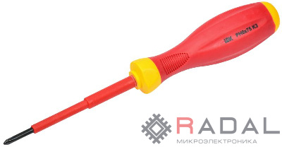 Отвертка диэлектрическая крестовая PH0х75 K3 1000В ARMA2L 3 IEK A2L3-SC30-K3-PH-00-075