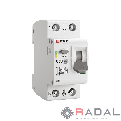 Устройство защиты от дугового пробоя (УЗДП) 1P+N C 50А 6кА с авт. выкл. PROxima EKF afdd-2-50C-pro