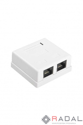 Розетка компьютерная 2-м ОП Dual IDC SB1-2-8P8C-C5e-WH RJ45 (8P8C) кат.5E Hyperline 430234