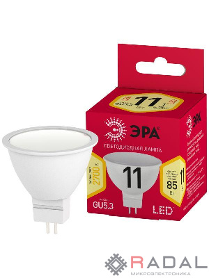 Лампа светодиодная RED LINE LED MR16-11W-827-GU5.3 R GU5.3 11Вт софит тепл. бел. свет Эра Б0056064