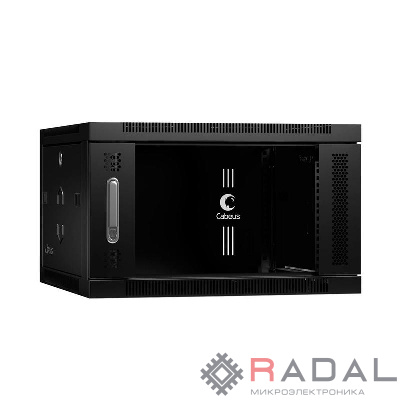 Шкаф телекоммуникационный настенный SH-05F-6U60/60-BK 19дюйм 6U 600х600х368мм дверь стекло черн. (RAL 9004) Cabeus 8587c
