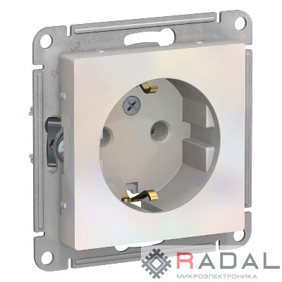 Механизм розетки 1-м СП AtlasDesign 16А IP20 с заземл. жемчуж. SchE ATN000443