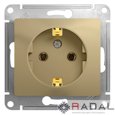 Механизм розетки 1-м СП Glossa 16А IP20 с заземл. титан SchE GSL000443