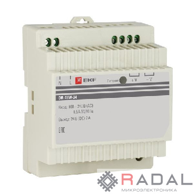 Блок питания 24В DR-45W-24 EKF dr-45w-24