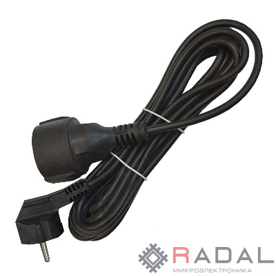 Удлинитель-шнур 1х5м с заземл. 16А IP20 ПВС 3х1 черн. DOMTOK 2359