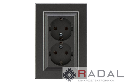 Розетка 2-м СП Karea 16А IP20 с/з дым. металлик Makel 56050082