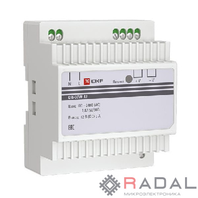 Блок питания 12В DR-60W-12 PROxima EKF dr-60w-12
