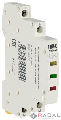 Лампа светодиодная ARMAT LED 230-415В AC 1 ж/з/кр инд. тройная IEK AR-LED-3-4-C