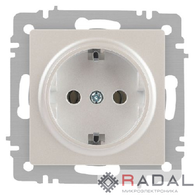 Розетка 1-м СП Accent 6-202-06 16А IP20 250В 2P+E Schuko перламутр. Intro Б0063695
