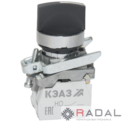 Переключатель КПЕ2620РС 2но+0нз ручка фикс 3поз IP65черн. КЭАЗ 248266