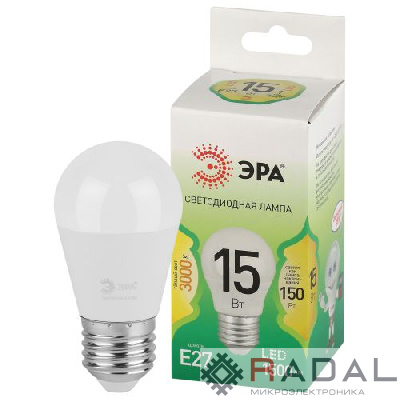 Лампа светодиодная GREEN LINE P45-15W-830-E27 GL 15Вт шар 3000К свет тепл. E27 Эра Б0067038