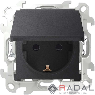 Механизм розетки 2К+З IP44 Push&Go Simon24 графит 2420448-038