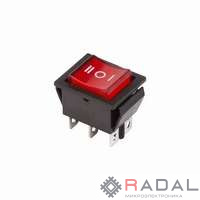 Выключатель клавишный 250В 15А (6с) ON-OFF-ON RWB-509 SC-767 красн. с подсветкой и нейтралью Rexant 36-2390